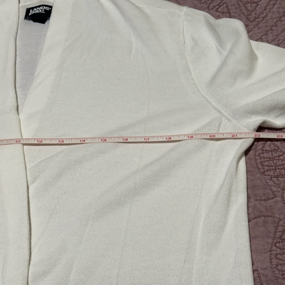 Lands End White Open Front Cardigan medium (10-12) - Picture 6 of 15